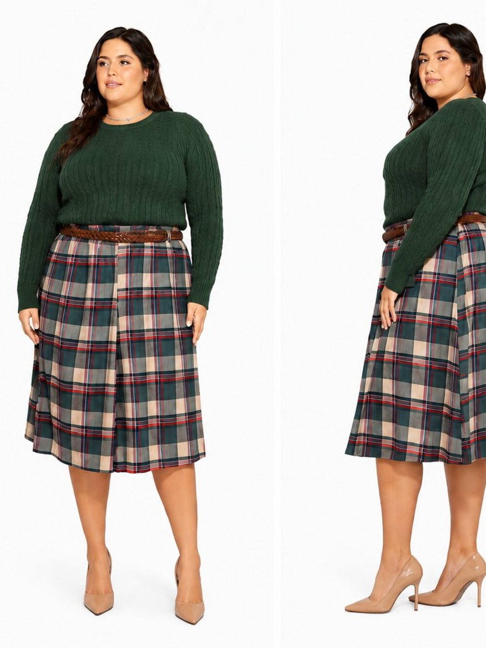 The Uptown Plaid Midi Skirt